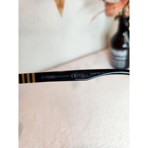 Fendi FF 0015 Black Gold Striped‎ Eyeglasses Frames 140 Made in Italy - Picture 6 of 6
